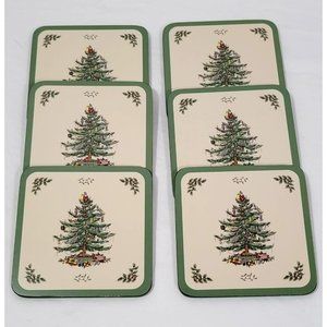 Pimpernel by Spode Christmas Tree Noel Cork Coasters Heat Resistant Set of 6